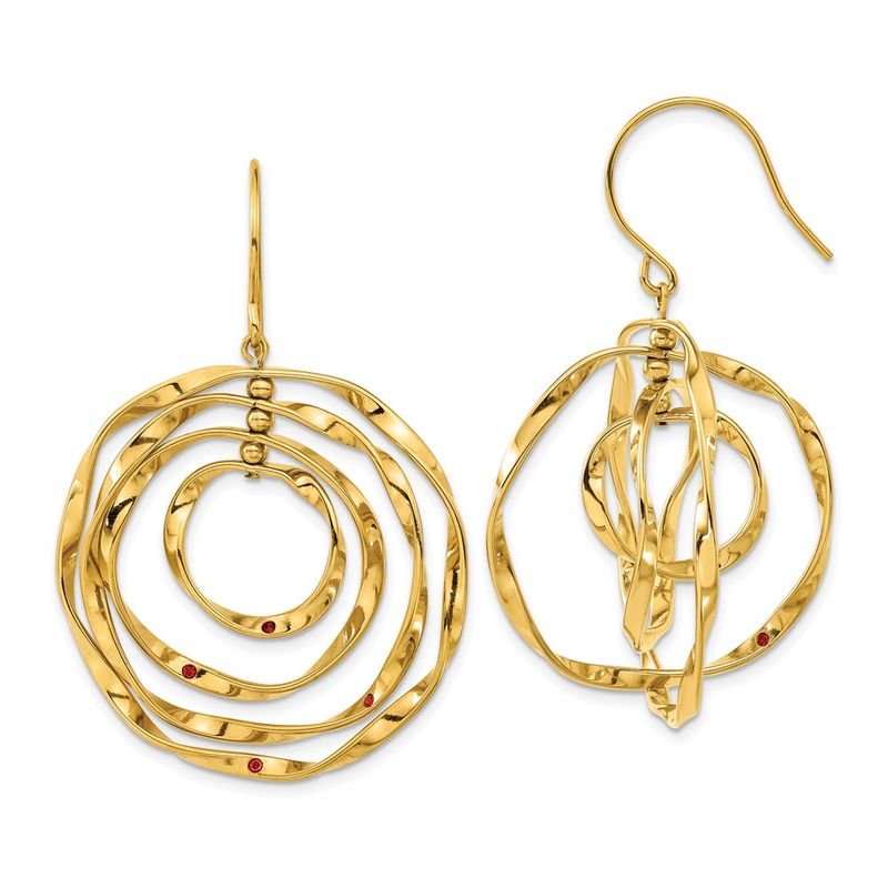 Steel Yellow Ip-Plated Red Preciosa Crystal Wavy Dangle Shepherd Hook Earrings 99$